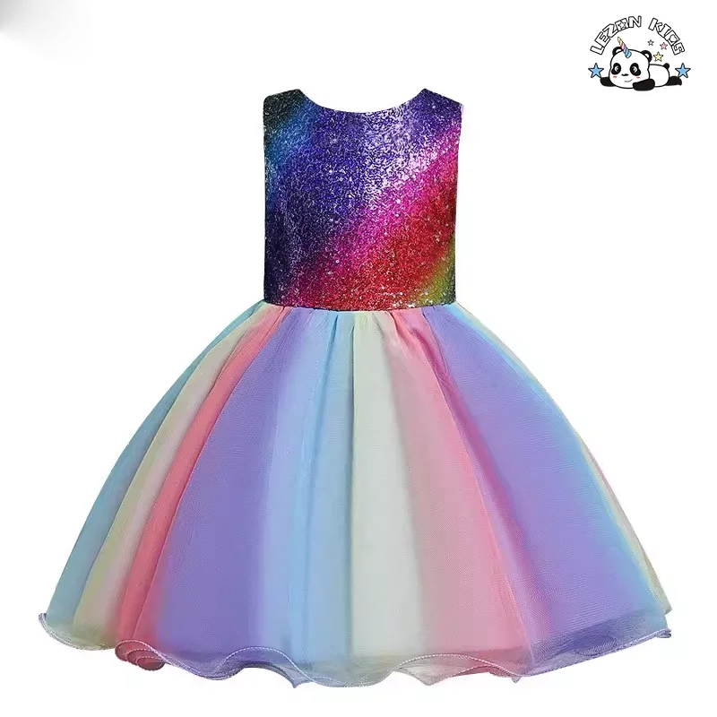 LEZONKIDS - Customizable New Fashion Multicolor Fluffy Princess Tulle Dress Girls Party Dress for 2-14 Years Old